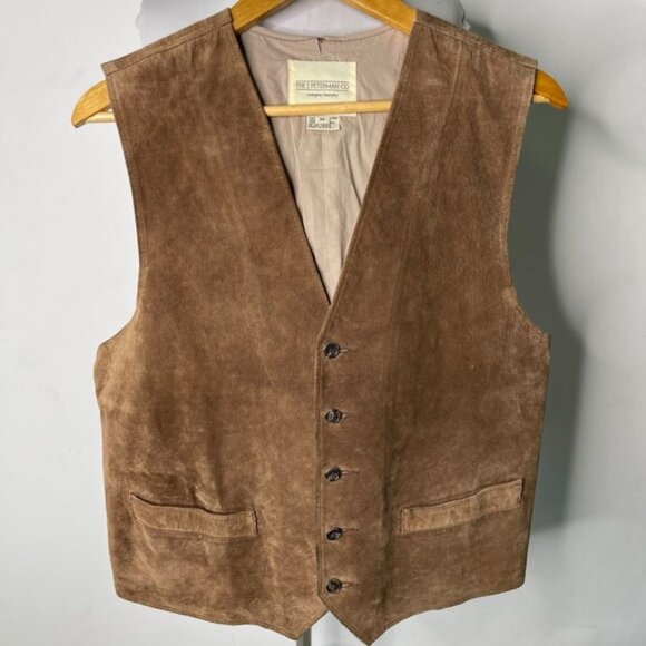 The J. Peterman Co Men's Brown Leather Suede Vest Size Medium